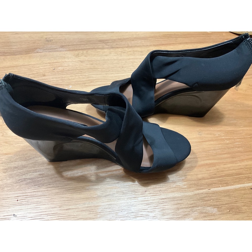 Donald J Pliner Womens Black Crisscross Stretch Wedge Sandals Size 9M